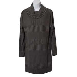YOUNG USA Women's Gray Cowl Neck Ribbed Stretch Mini Dress. S